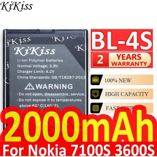 2000mAh KiKiss Lithium Polymer Rechargeable Battery BL-4S For Nokia 7100S 3600S 7610S X3-02 6208C 2680S BL 4S