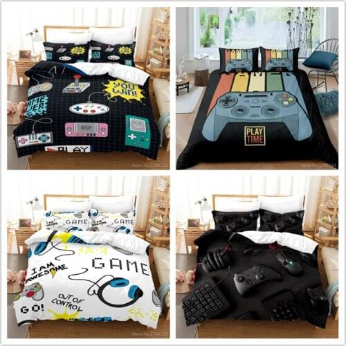 3D Gamepad Game Handle Printing Bedding Set 2/3pcs Duvet Cover Pillowcase Set for Adult Boys and Girls Twin Full Queen King Size