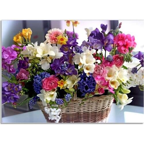 Basket Of Flowers 3D DIY Square Crystal Rhinestone Diamond Embroidery Pasted Paintings Diamond Mosaic Needlework Pictures
