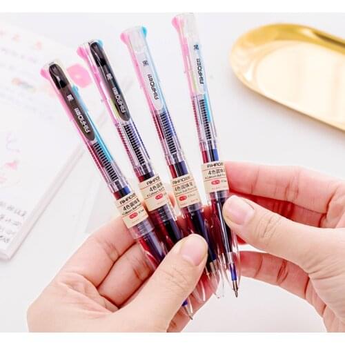 4 In 1 Multicolor Pen Creative Ball Point Pen Color Retractable Multi-function Marker For Student Writing Office Cute Stationery