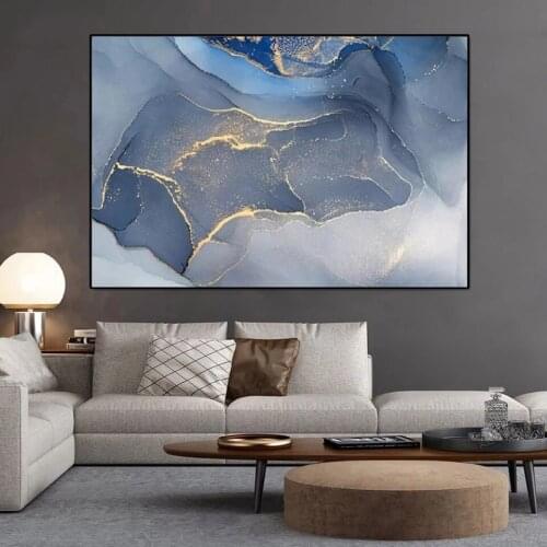 Abstract Marble texture blue gold wall art modern style nordic Living Room Diamond Painting 5D DIY Diamond embroidery Mosaic