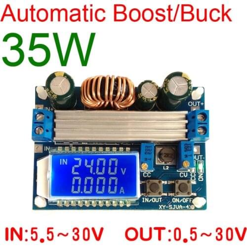 35W DC-DC Automatic Boost/Buck Converter CC CV Module 0.5-30V 4A Adjustable Regulated power supply Voltmeter ammeter 3v 5v 12v