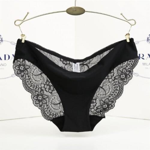 1 Piece Sexy Panties Woman Lace Hollow Out Underwear Female Low Waist Cotton White Green Hot Soft Plus Solid Briefs Lingerie New