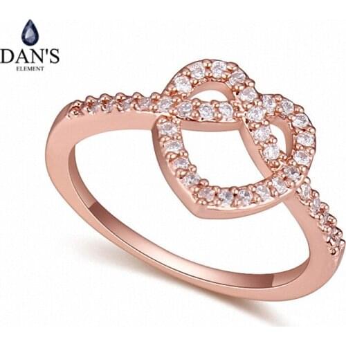DANS 2 colors Real Brand AAA Zirconia Micro Inlays Simple Vintagle Fashion Ring for women New Sale heart 116269Rose