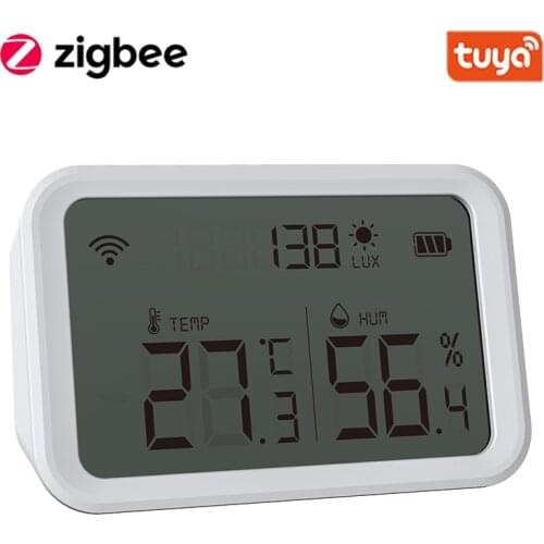 Tuya Zigbee Temperature Humidity Sensor And Lux Detector With LCD Screen Works With Google Assistant and Tuya Zigbee Hub