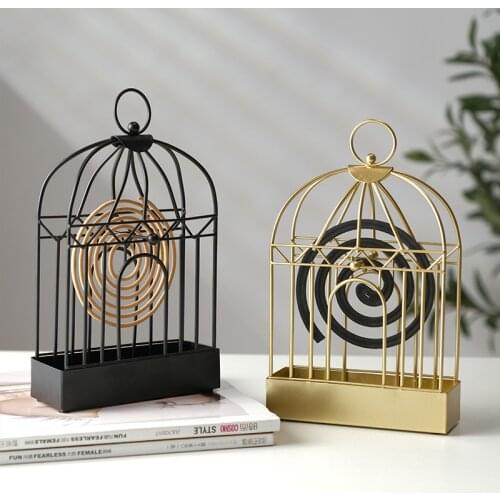 Mosquito Coil Holder Nordic Ornament Birdcage Shape Summer Day Iron Mosquito Repellent Incenses Rack Plate Home Decoration