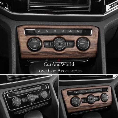 For Volkswagen Teramont Atlas 2017-2019 Console Air Condition Switch Knob Cover Adjust Button Trims Carbon Fibre Car Accessories