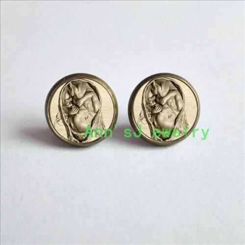 HZ4-00280 1pair ear nail Fetus, Midwife Earrings jewelry glass ear stud Cabochon Earrings