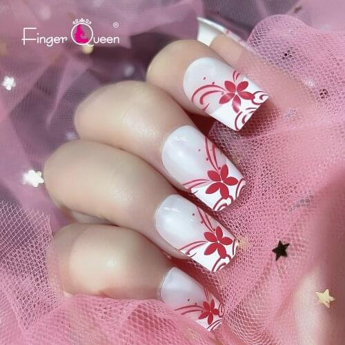False 24 Pieces Fake Nails Red Born Pretty Art Accessories Suplies Fingernail Pure Acetone For Super Tips Beaute Korean Plastic