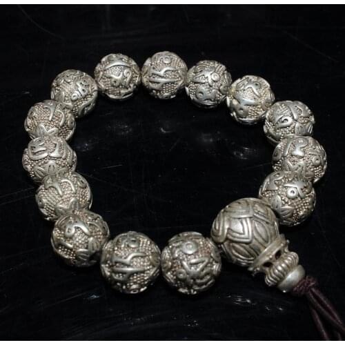 Exquisite antique white copper six character real words hand string