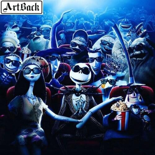 Full Square 5d Diy Diamond Painting Skull Jack Picture Cartoon Diamond Embroidered Crystal Mosaic Home Decor Kit