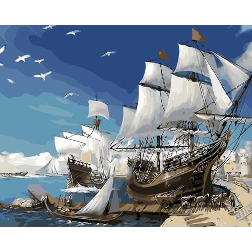 Painting By Numbers Smooth sailing Drawing On Canvas HandPainted Gift Picture By Number animal Kits Home Decoration