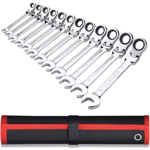 Ratchet Combination Wrench Metric Spanner for Repair Hand Tools Flexible Head Universal Wrench Set of Key