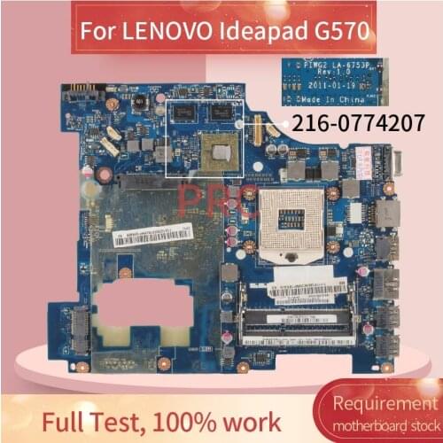 11013648 Laptop motherboard For LENOVO Ideapad G570 Notebook Mainboard LA-6753P 216-0774207 HM65 DDR3