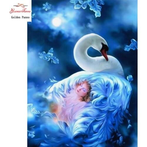 Fashion 5D Home Decor DIY Diamond Painting Swan and Girl Cross Stitch Wall Sticker Mosaic Diamond Embroidery Painting