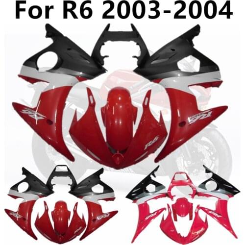 Motorcycle Full Fairing Kits for Yamaha R6 2003-2004 03-04 Bodywork Cowling Injection Red and Pink with Matte Black