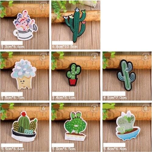 Cartoon Cactus Plant Embroidered Badge DIY Patch Accessories on the Skirt of Kids Clothes Washable Applique