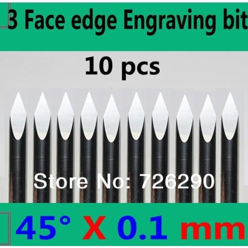 HUHAO 10pcs 3.175mm Dia 45 Angle 0.1mm Tip 3 Edge Carbide Woodworking Tools Engraving Bits for CNC Router Machine