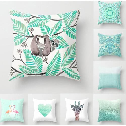 Mint Green Blue Pillowcase Summer Cushion Covers Livingroom Decoration Waist Throw Pillows Cover Sofa Bed Supplies Pillows Case