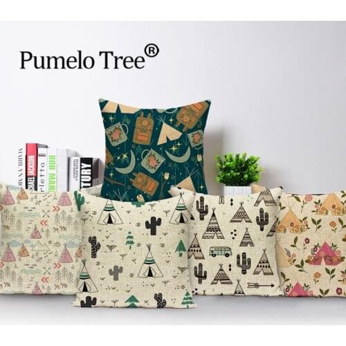 Plant pillowcase printing cartoon tent pillowcase home decoration cushion cover pillowcase 45x45 car pillowcase sofa decoration