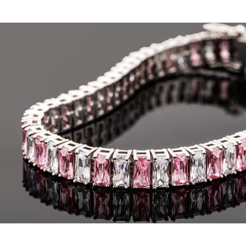 New Fashion Hip Hop Jewelry Prong CZ Stone Bling Iced Tennis Chain Bracelets for Women Men Rapper Gold Wristband Gift Bijoux