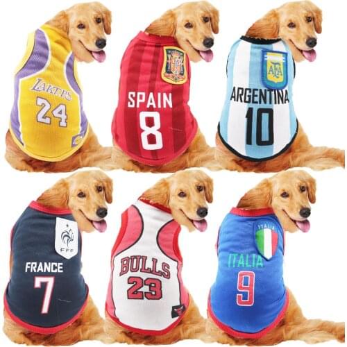 Big Dog Clothes World Cup 8 Spring/Summer Golden Retrievers Samo Net Vest Big Pet Dog Ball Suit Basketball Suit Clothing Costume