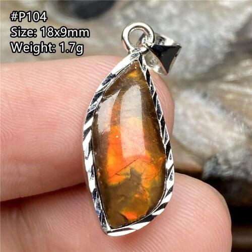 Necklace Pendant Natural Red Ammonite Ammolite Crystal Jewelry For Women Men Healing Beauty 18x9mm Beads Silver Stone Gemstone