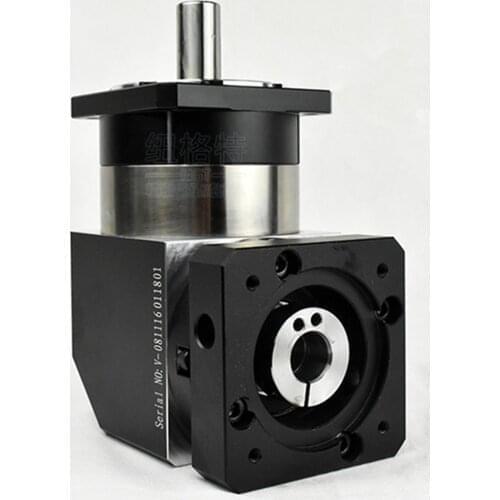 Right angle 90 degree planetary gearbox reducer 7 arcmin 1 stage Ratio 3:1 to 10:1 for 130mm AC servo motor input shaft 24mm