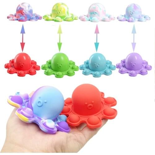 Pupite Fidget Toys Sided Flip Double Reversible Octopus Baby For Autism Kids Adults Antistress hand Reliever Decompression Toy
