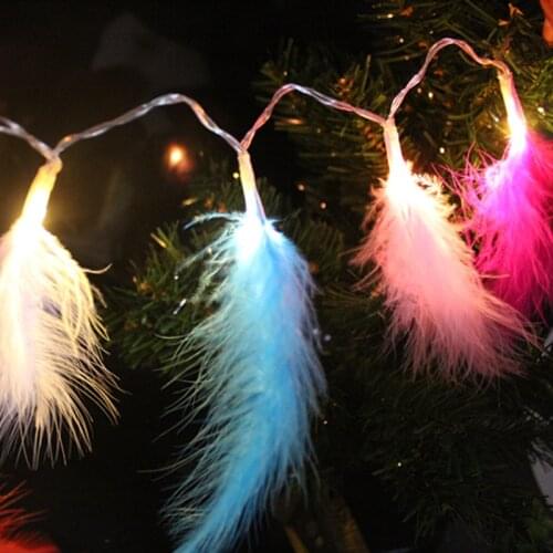 Romance Young Girl Room Ornament Feather LED String Lights Christmas Party Decorative Lamp Ornament