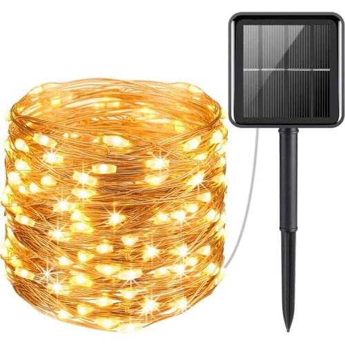 20/30/50/100M Waterproof Copper Wire Christmas Fairy Light Outdoor Solar String Lights For Wedding Party Holiday Patio Garden