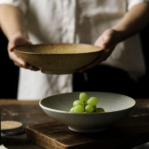 Do the old thread retro dinner plate stoneware handmade plate Japanese creative tableware dish soup plate