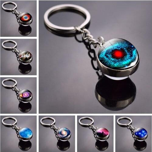 Helix Nebula Planet Keychain The Andromeda Galaxy Art Picture Glass Ball Pendent Keychain Star Keyring Astronomy Gift