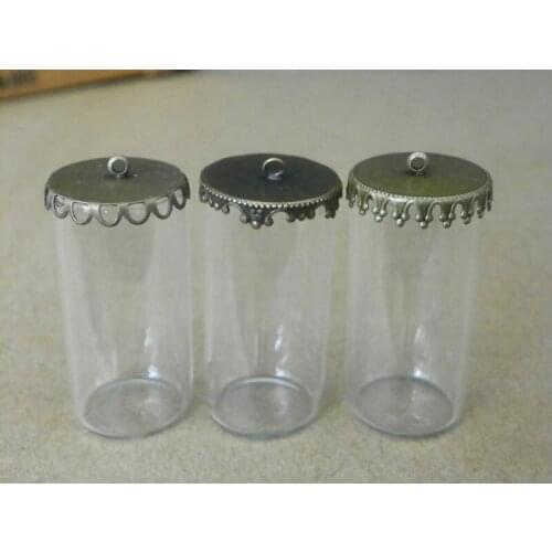 40x20mm One side open tube glass globe finding set antique bronze lace tray glass bottle jewelry diy pendant