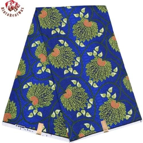 Polyester Wax Prints Fabric 2019 Ankara Binta Real Wax High Quality 6 yards African Fabric for Party Dress FP6135
