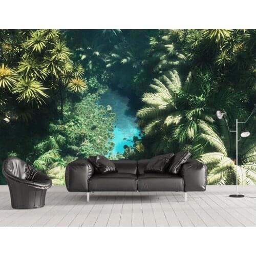 Tropical Forest Plant Wall Mural 3d Photo Wallpaper for Sofa TV Backdrop Makeup Backdrop Contact Paper Wall Decor Custom