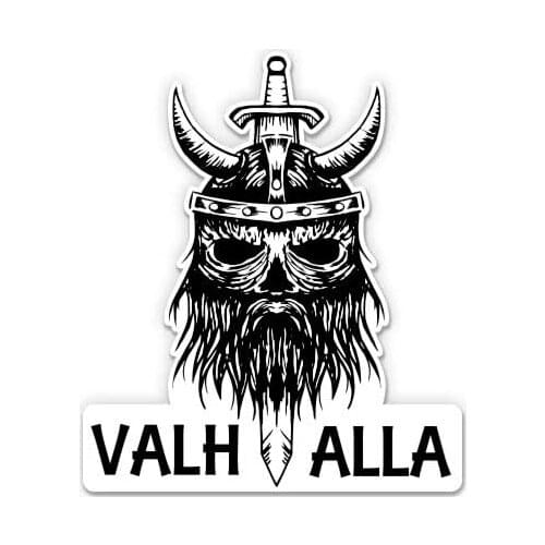 Valhalla Viking Head - 3" Vinyl Sticker - For Car Laptop I-Pad Phone Helmet Hard Hat - Waterproof Decal