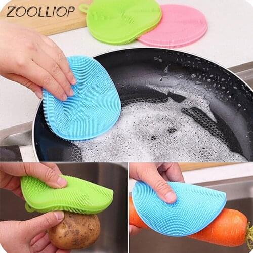 Magic Cleaning Brush Multifunction Silicone Dish Bowl Scouring Pad Pot Pan Wash Brushes Easy to clean Kitchen Cleaner Tool Drop