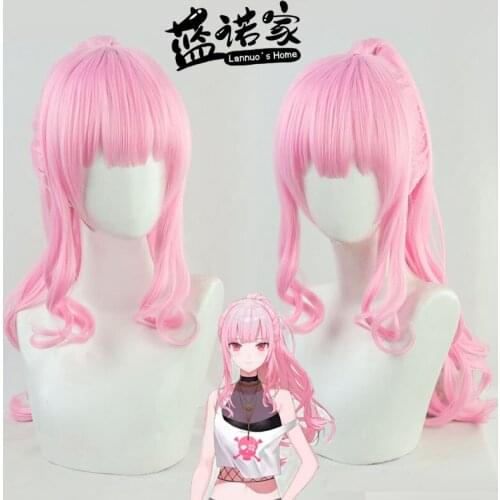 VTuber Hololive Mori Calliope Cosplay Wig Ponytail Girls Mori-sama Calli YouTuber Pink Long Curly Synthetic Hair