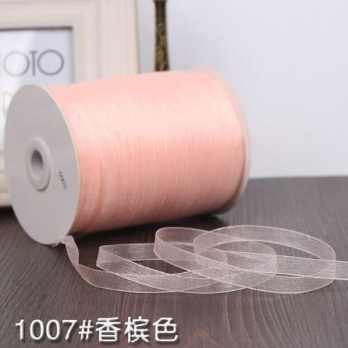 High quality 3/8"inch 1cm 10meters champagne Chiffon Silk Organza Ribbon wedding Decoration Webbing Crafts Gift Packing Belt