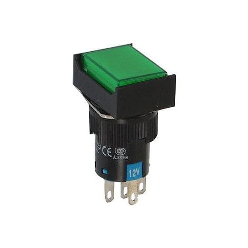 Green Neon Light 12V Panel Mount AC 220V/5A AC 250V/5A Pushbutton Switch