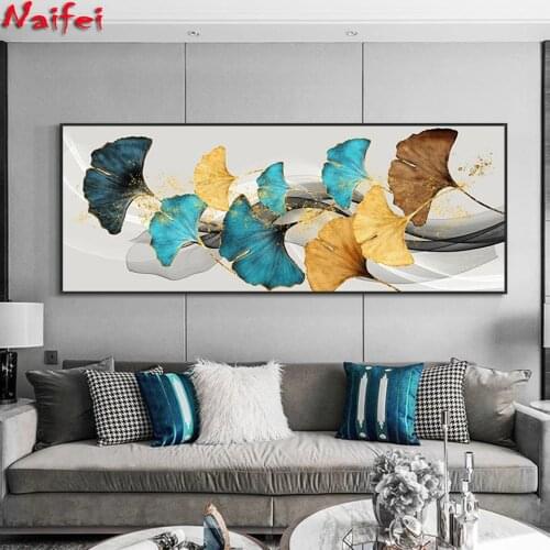 Yellow And Blue Ginkgo Leaves Diamond Painting DIY,5d Diamond Embroidery,Diamond Mosaic Cross Stitch Full Square/Round Drill