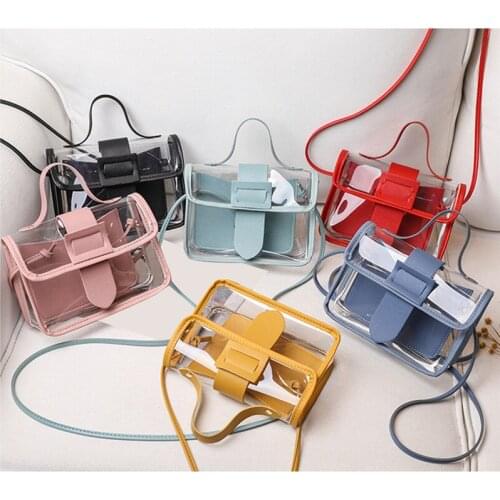 2020 Spring Summer Fashion Womens Transparent Square Sling Bag Cool PVC Shoulder Bag Messenger Bag Mobile Sweet Lady Bag