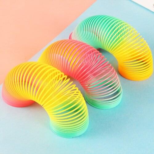 1PC Rainbow Circle Funny Toys Early Development Educational Folding Plastic Spring Coil Childrens Creative Magical Toys
