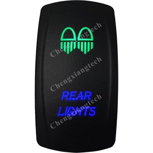 12v/24v Waterproof Marine Grade Boat Car 5P SPST ON-OFF Up Green & Down Blue Led Light Rocker Toggle Switch Rear Lights