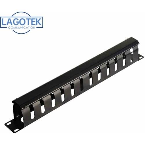 1U Cable Management Horizontal Mount 19 inch Server Rack , 12 Slot Metal Finger Duct Wire Organizer with Cover