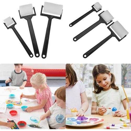 3Pcs/Set Painting Sponge Roller Brushes Kids Art Drawing Graffiti Tools Plastic Handle DIY Craft Tool School Stationery Set