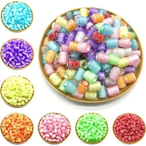 30Pcs 8x10mm Cylindrical Color Acrylic Beads DIY Jewelry Necklace Bracelet Earrings Accessories (Hole Size About 3mm)