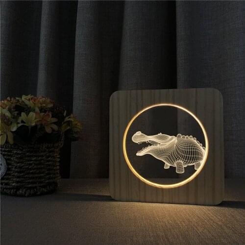 Crocodile Animal Shape 3D LED Arylic Night Lamp Table Light Switch Control Carving Lamp for Childrens Room Decorate Dropship