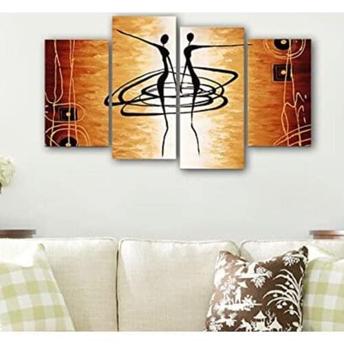 No Framed 4 Pcs Abstract Dancing Girl Modern Wall Art Canvas Posters Pictures Paintings Home Decor for Living Room Decoration